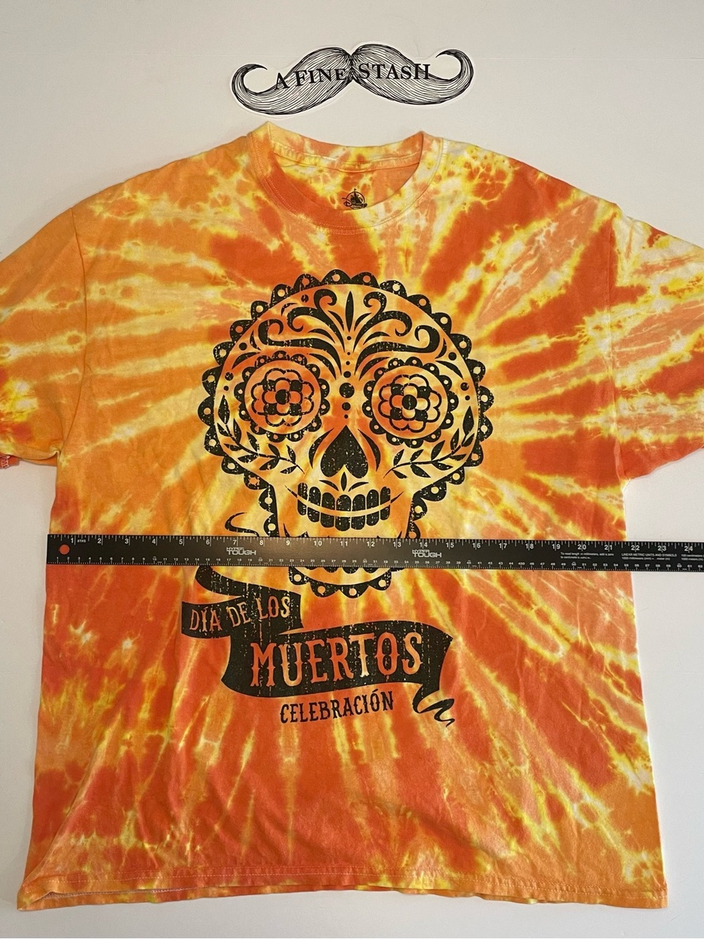 Disney Orange and Yellow Tie-Dye Día de los Muertos Graphic Tee